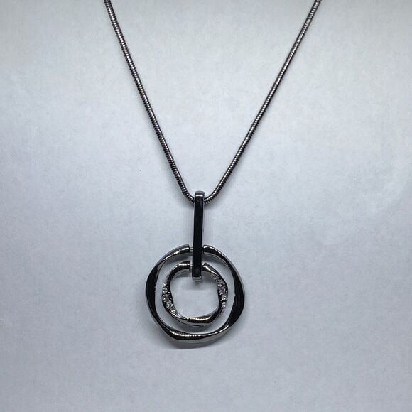 Alfani Hematite-Tone Pavé Multi-Circle Pendant Necklace, 36" + 2" MSRP$39 CP521 - Picture 1 of 4